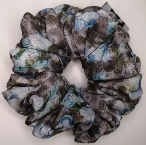 [K] 3pcs Large Size Silk Scrunchie in Digital Print Inside/Outside Seam